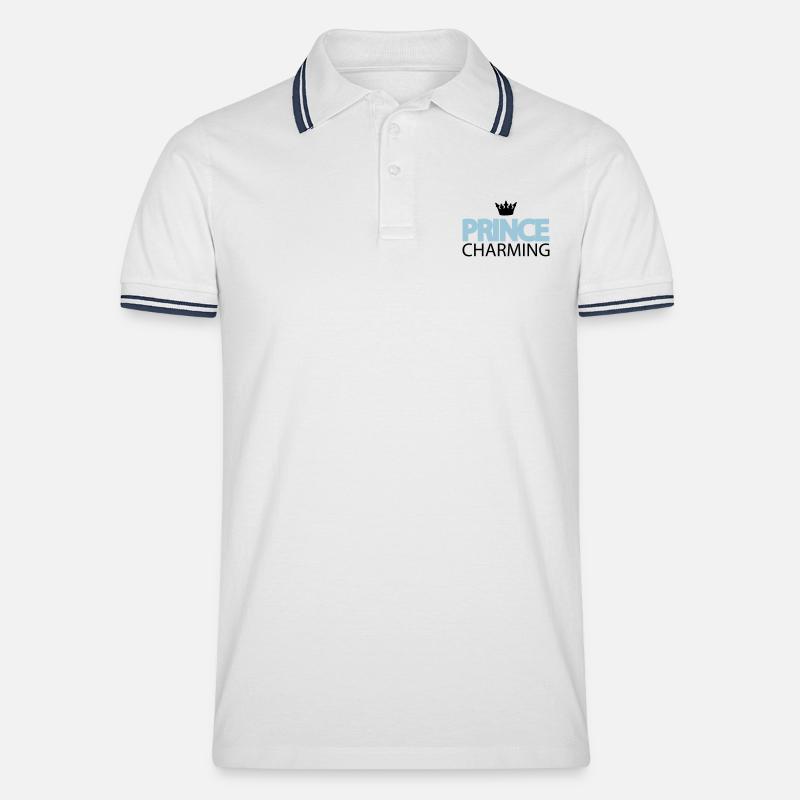 prince_charming prinz charmant krone - Männer Tipped Poloshirt - Weiß/Navy