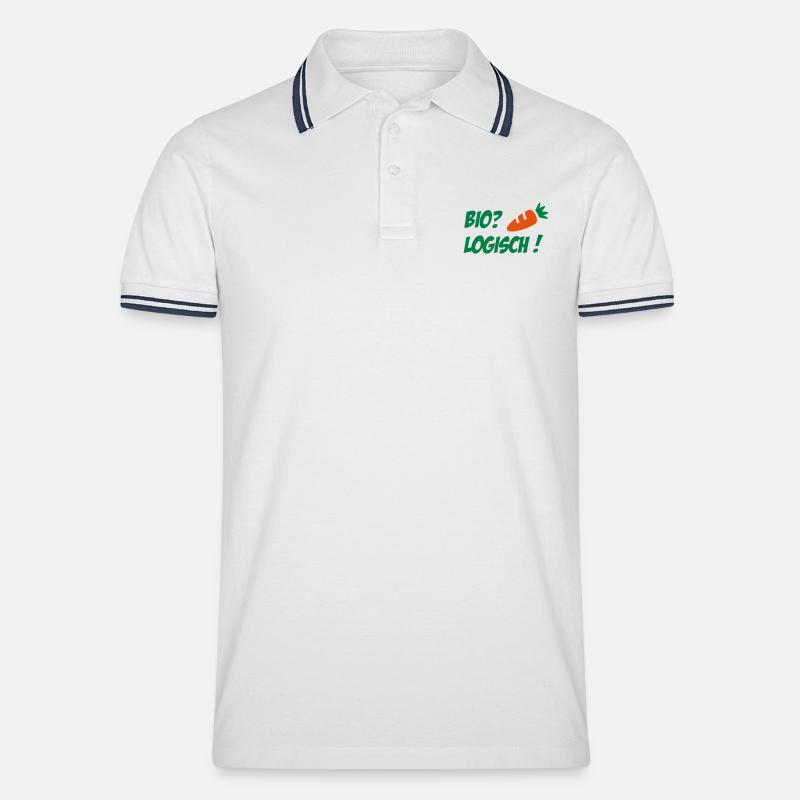Biologisch - Männer Tipped Poloshirt - Weiß/Navy