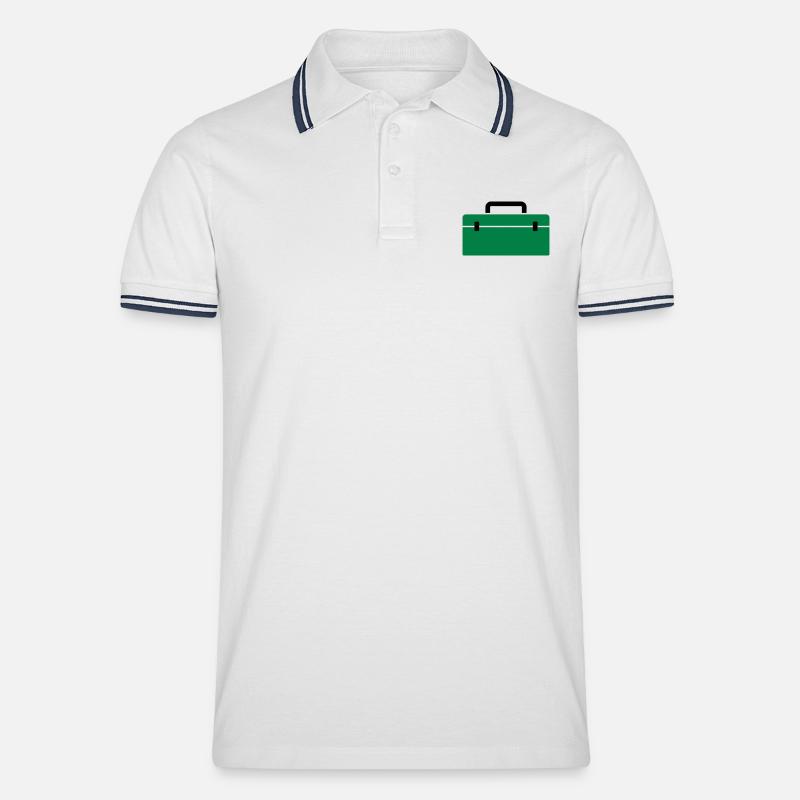 Werkzeugkiste oder Angelkoffer - Geschenk - Männer Tipped Poloshirt - Weiß/Navy