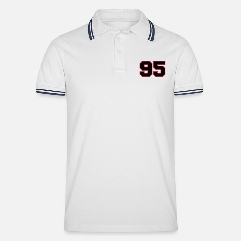 number95 - Männer Tipped Poloshirt - Weiß/Navy