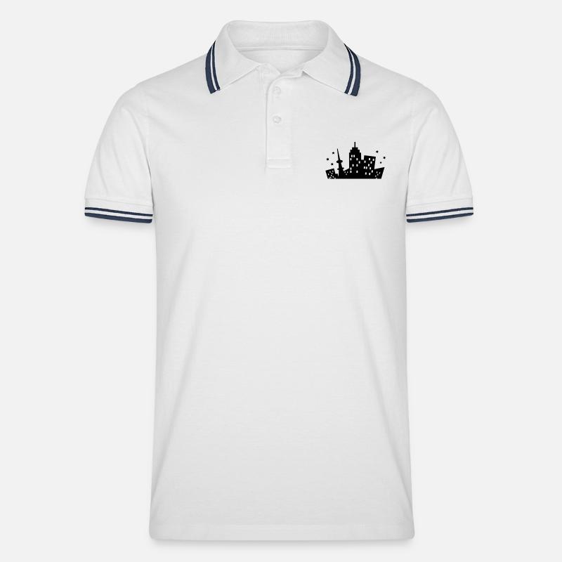 Skyline einer Stadt - Männer Tipped Poloshirt - Weiß/Navy