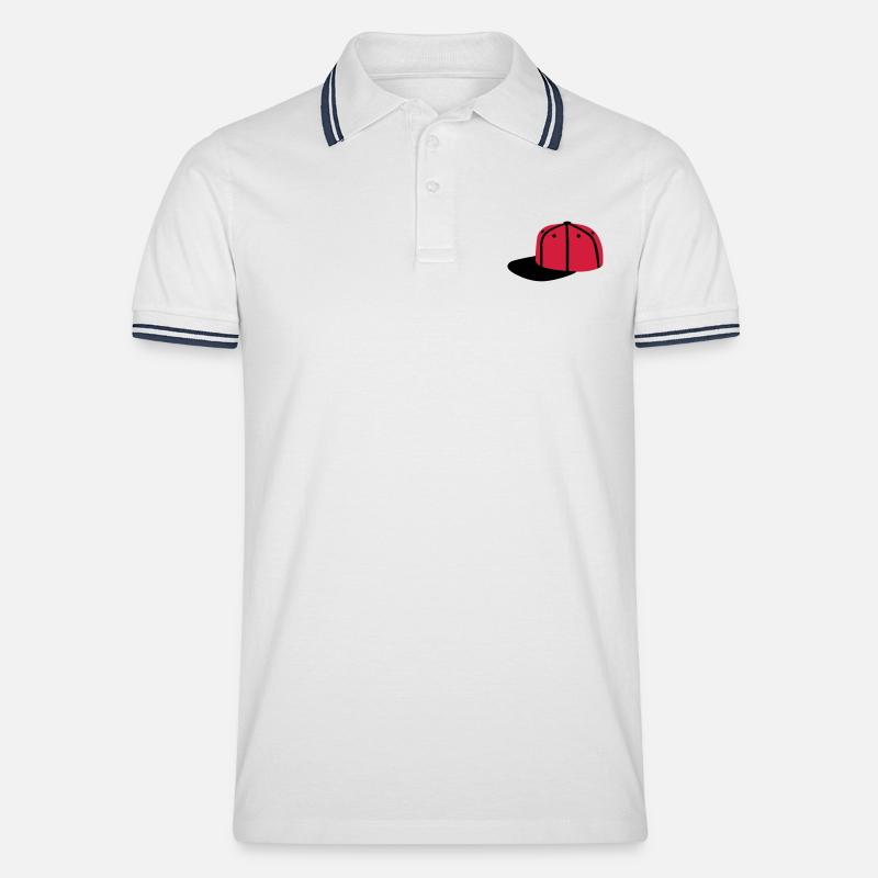 Basecap - Männer Tipped Poloshirt - Weiß/Navy