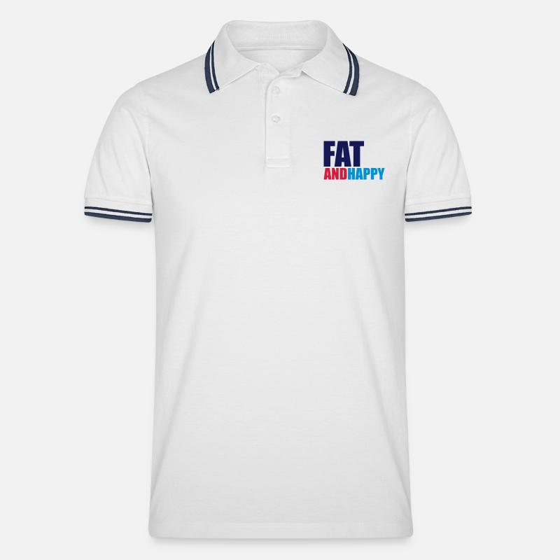 Fat & Happy - Männer Tipped Poloshirt - Weiß/Navy