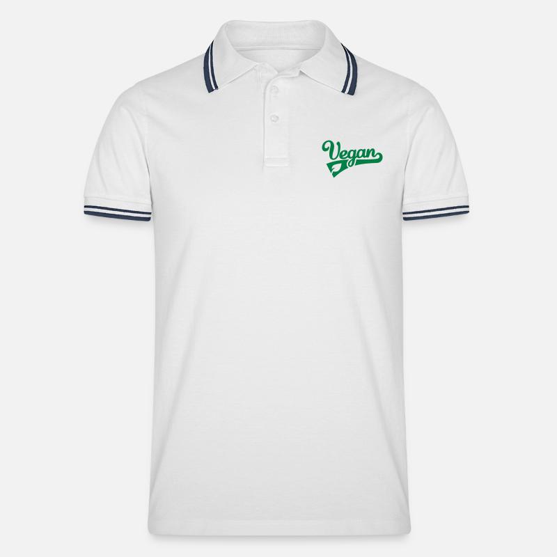 Vegan - Männer Tipped Poloshirt - Weiß/Navy