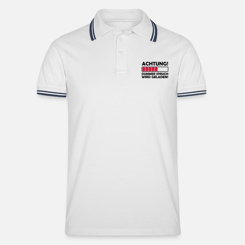 dummer_spruch_2 - Männer Tipped Poloshirt - Weiß/Navy