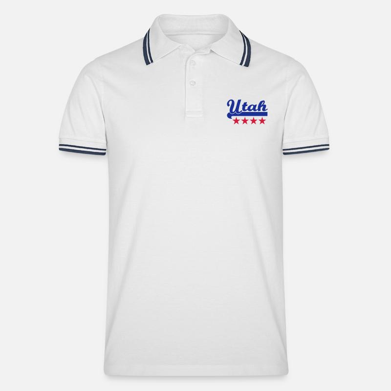 utah - Männer Tipped Poloshirt - Weiß/Navy