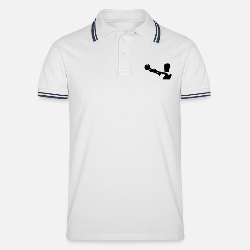 Kugelhantel Action - Männer Tipped Poloshirt - Weiß/Navy