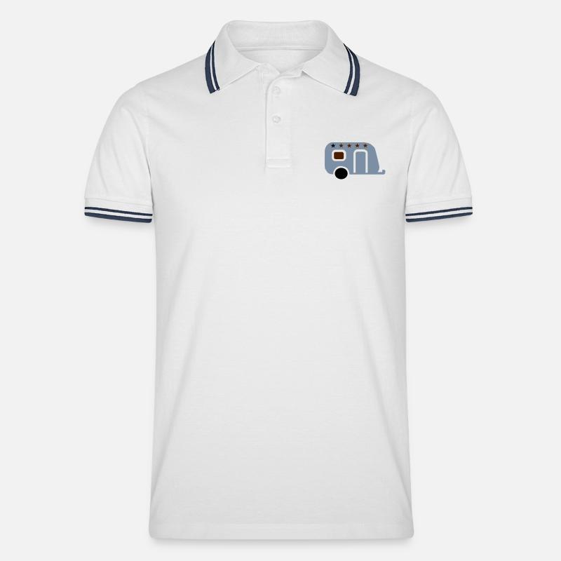 campen - Männer Tipped Poloshirt - Weiß/Navy