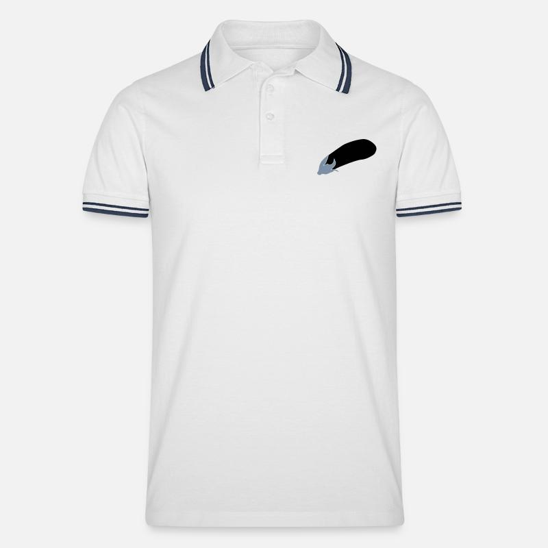 Aubergine - Männer Tipped Poloshirt - Weiß/Navy