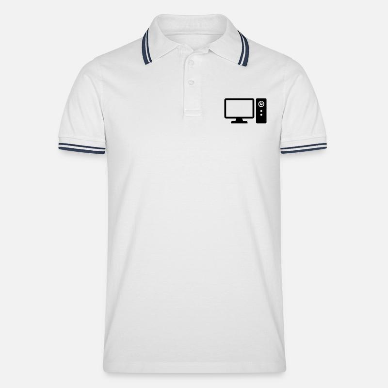 Computer - Männer Tipped Poloshirt - Weiß/Navy