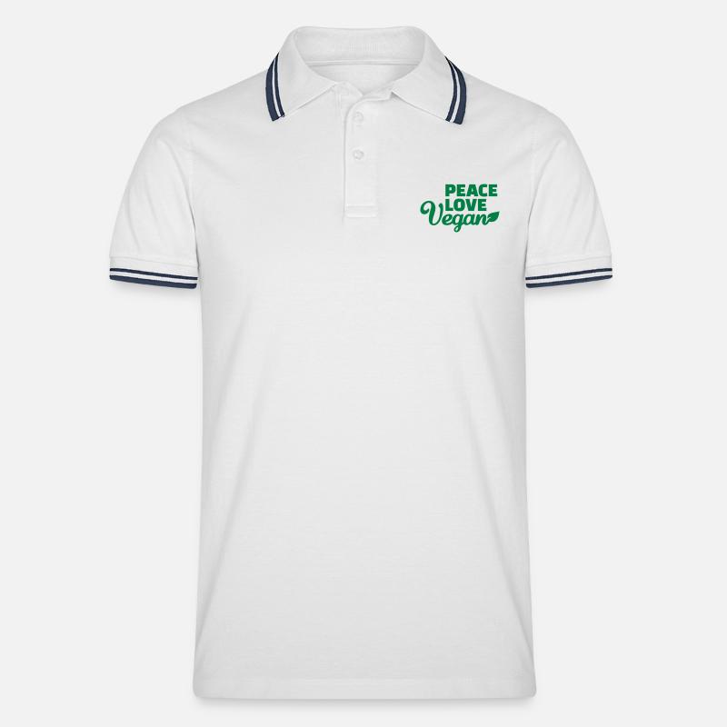 Vegan - Männer Tipped Poloshirt - Weiß/Navy
