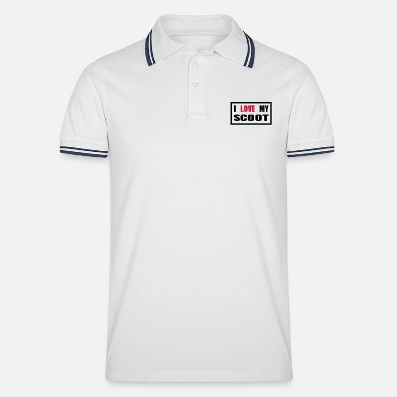 Motorroller Roller Blechroller Schaltroller - Männer Tipped Poloshirt - Weiß/Navy