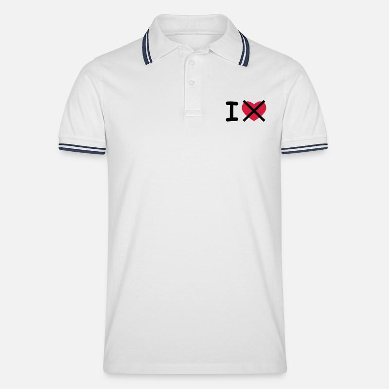 I Hate - Männer Tipped Poloshirt - Weiß/Navy