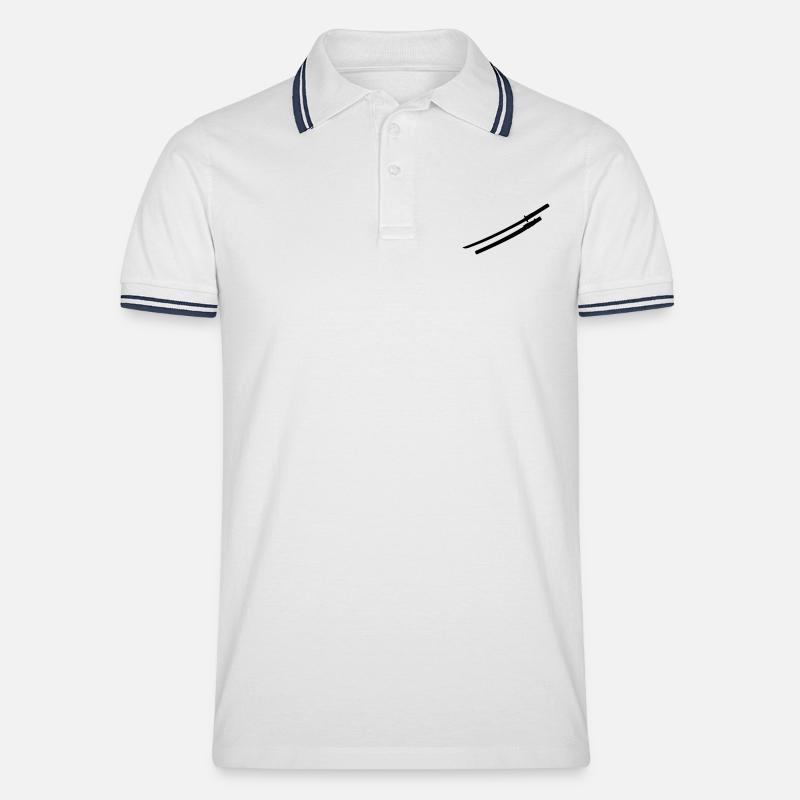 Samurai Schwert - Männer Tipped Poloshirt - Weiß/Navy