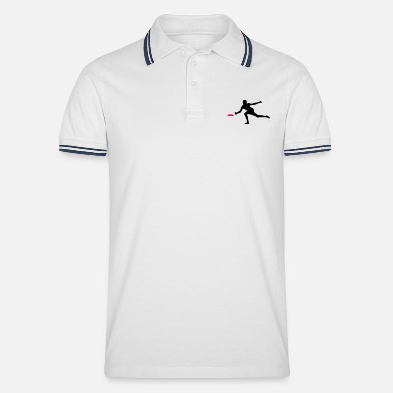 Discgolf - Männer Tipped Poloshirt - Weiß/Navy
