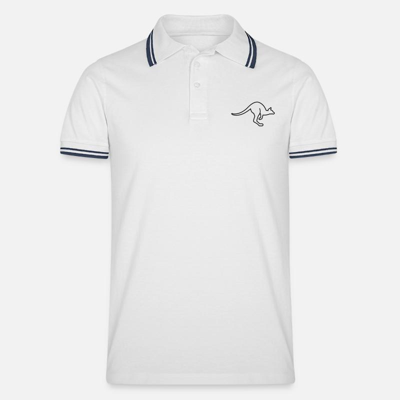 Känguru - Männer Tipped Poloshirt - Weiß/Navy