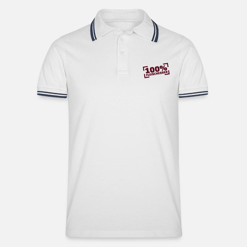 Fleisch - Männer Tipped Poloshirt - Weiß/Navy