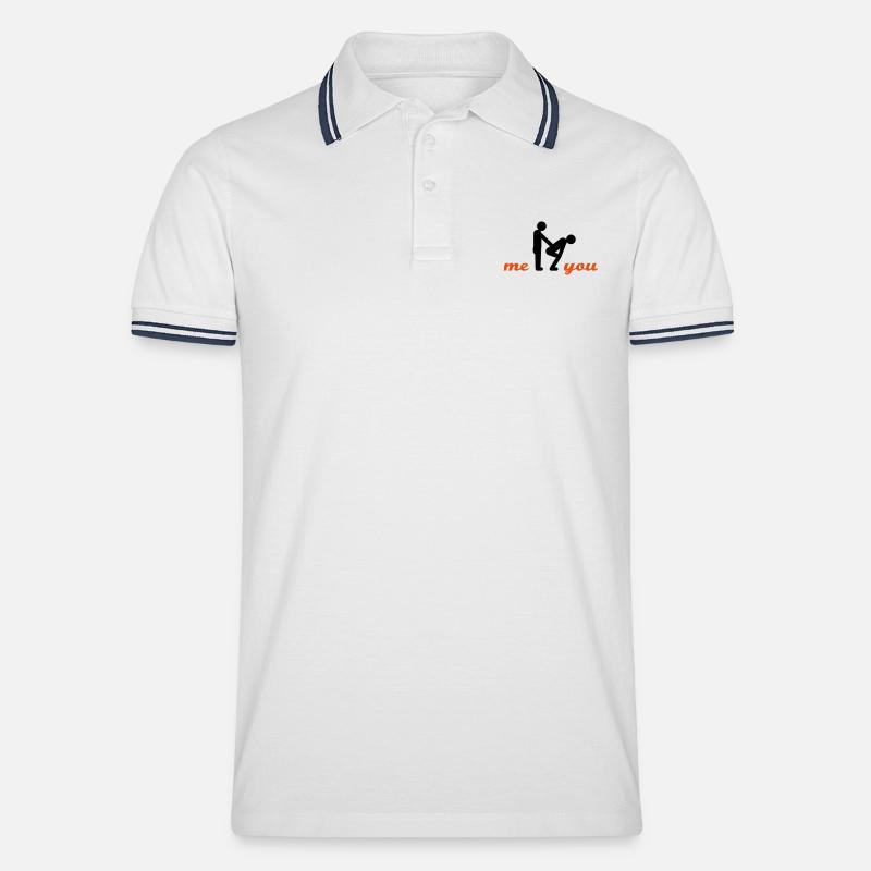two guys - Männer Tipped Poloshirt - Weiß/Navy