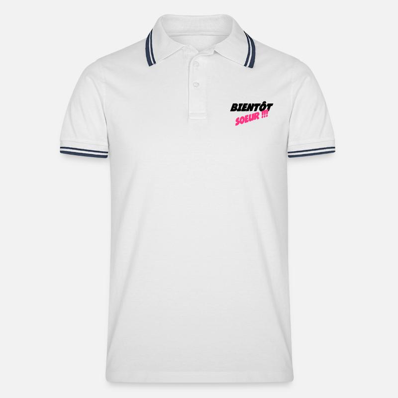 Bald eine SCHWESTER - Männer Tipped Poloshirt - Weiß/Navy