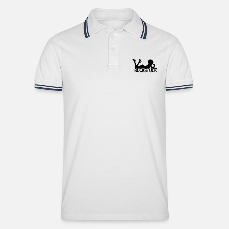 Bückstück-Logo - Männer Tipped Poloshirt - Weiß/Navy