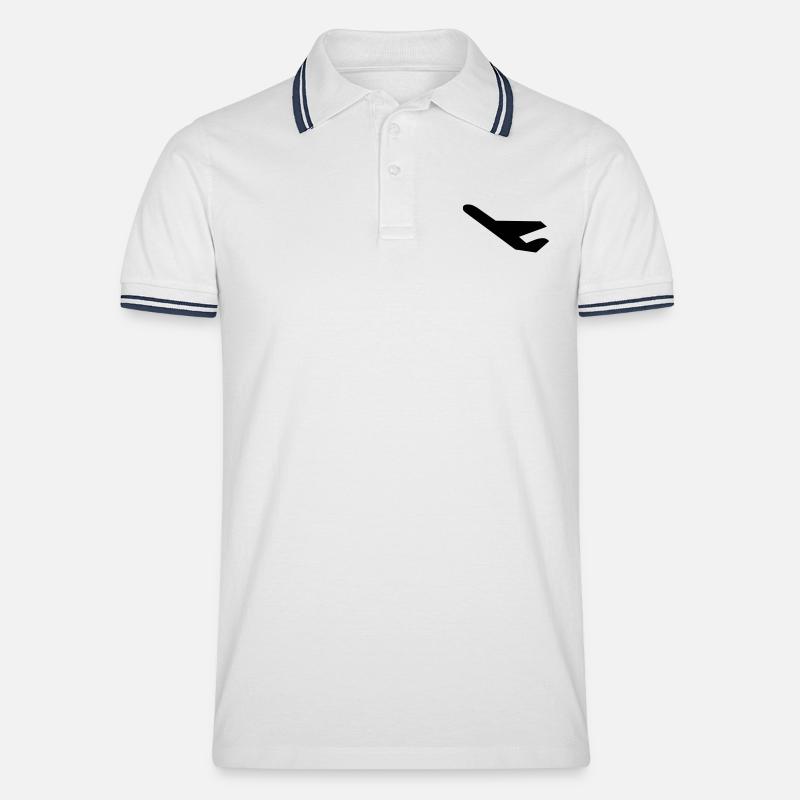 flugzeug - Männer Tipped Poloshirt - Weiß/Navy