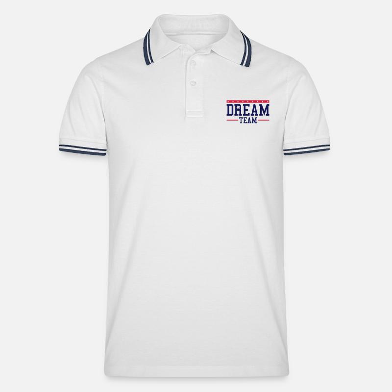 dream_team_design_ri2 - Männer Tipped Poloshirt - Weiß/Navy