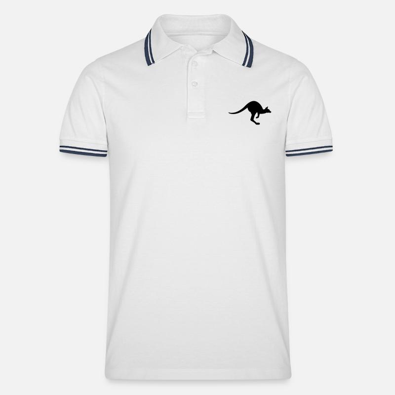 Känguru - Männer Tipped Poloshirt - Weiß/Navy