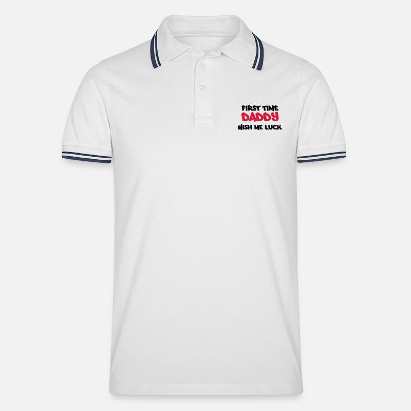 First time Daddy - Männer Tipped Poloshirt - Weiß/Navy