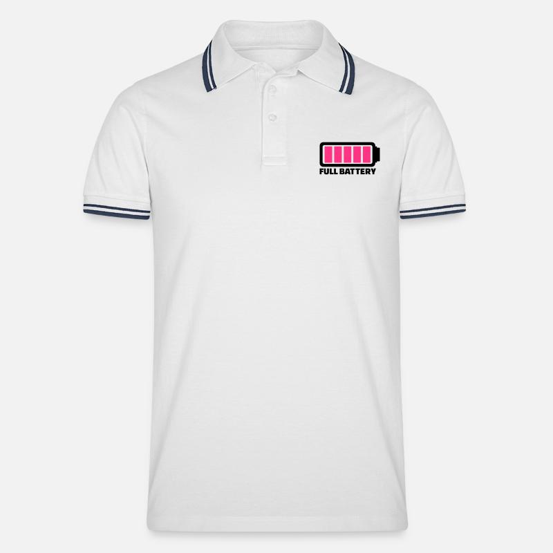 Batterie - Männer Tipped Poloshirt - Weiß/Navy