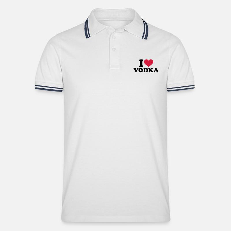 Wodka - Männer Tipped Poloshirt - Weiß/Navy