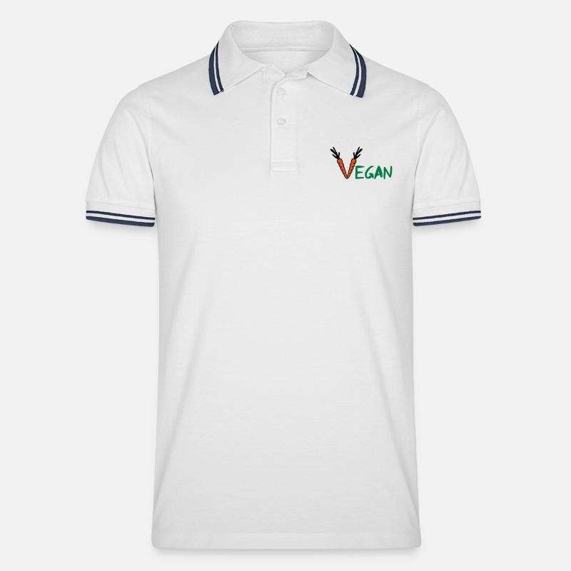 Vegan - Männer Tipped Poloshirt - Weiß/Navy