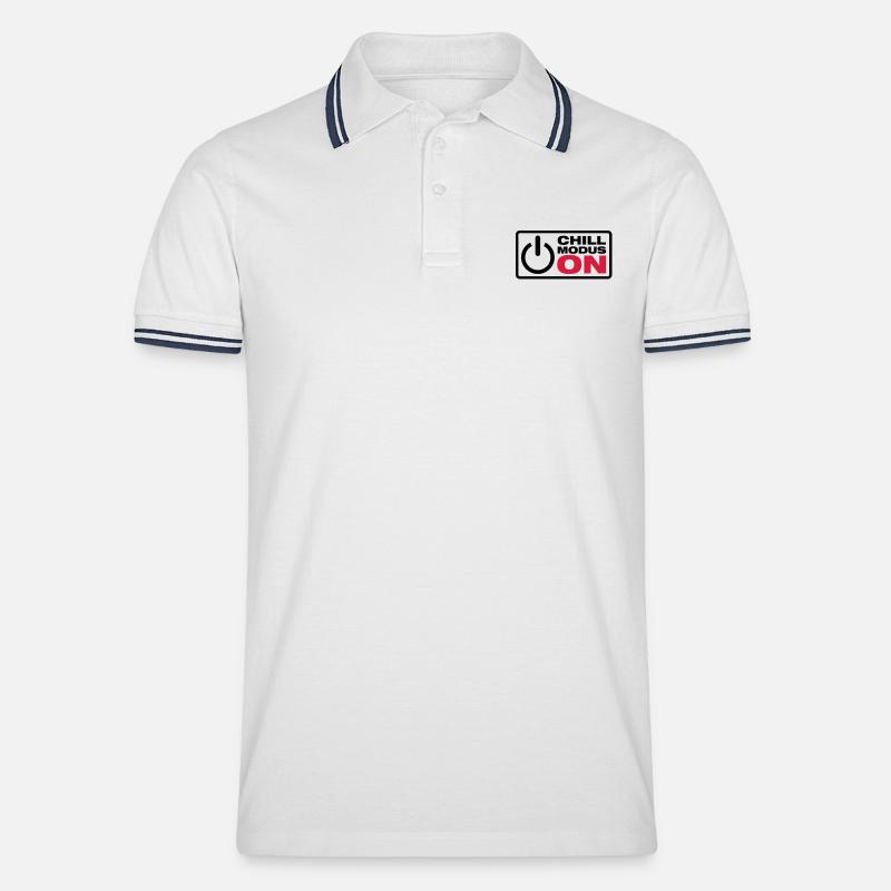 Chill Modus - ON - Männer Tipped Poloshirt - Weiß/Navy