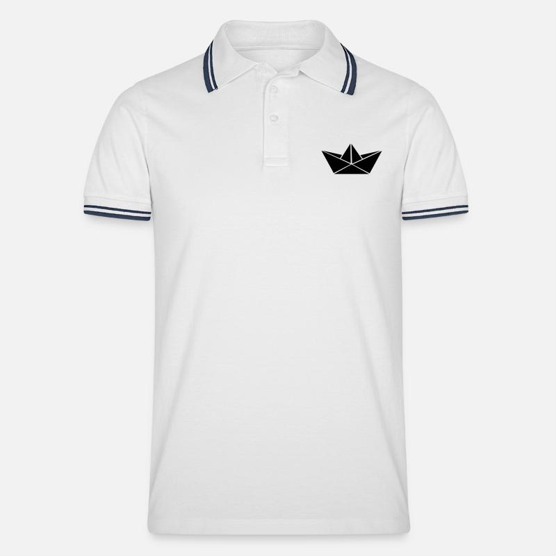 papierboot_01 - Männer Tipped Poloshirt - Weiß/Navy