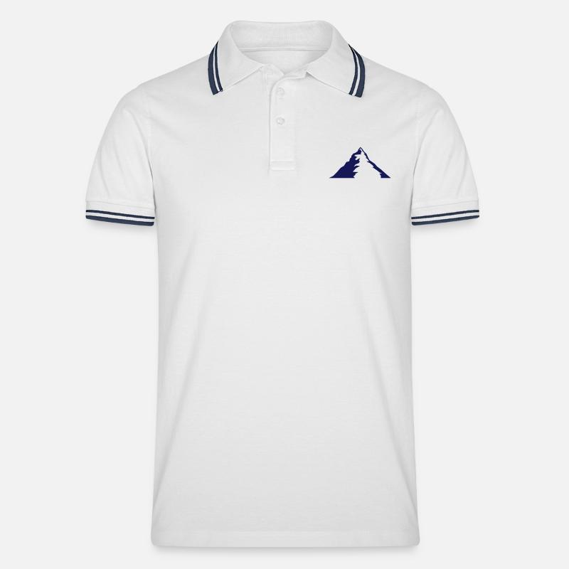 Mountain - Männer Tipped Poloshirt - Weiß/Navy