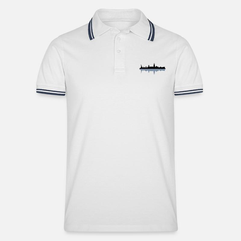 Skyline Bielefeld - Männer Tipped Poloshirt - Weiß/Navy