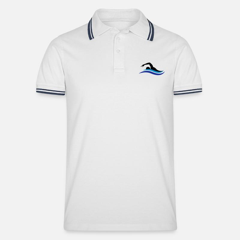 Schwimmer - Männer Tipped Poloshirt - Weiß/Navy