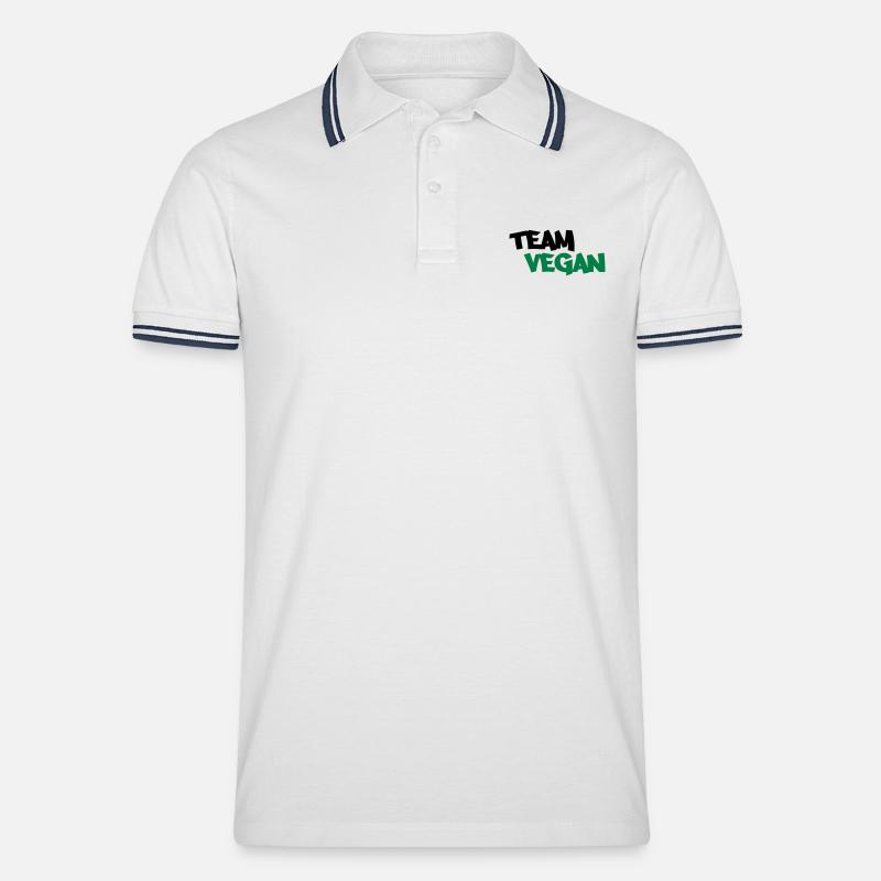 Team Vegan - Männer Tipped Poloshirt - Weiß/Navy