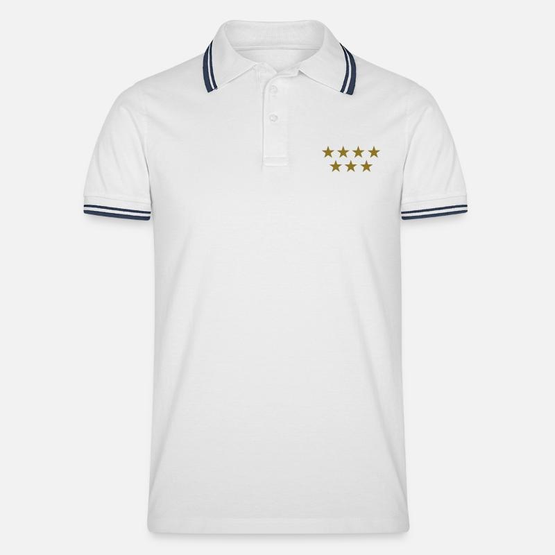 Sterne - Männer Tipped Poloshirt - Weiß/Navy