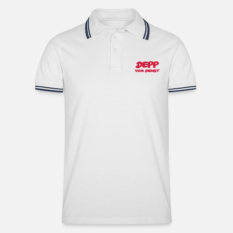 Depp vom Dienst - Männer Tipped Poloshirt - Weiß/Navy