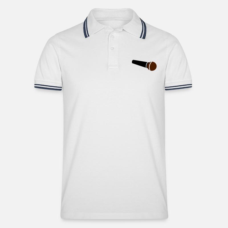 Mikrofon - Männer Tipped Poloshirt - Weiß/Navy