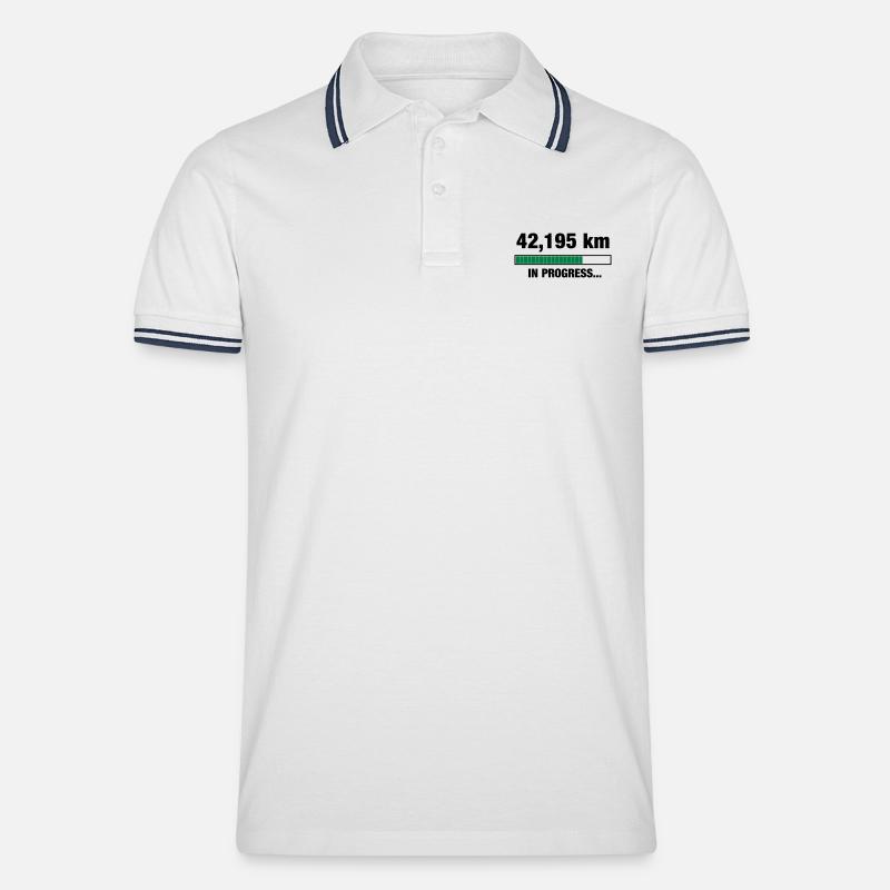 Marathon in Progress - Männer Tipped Poloshirt - Weiß/Navy