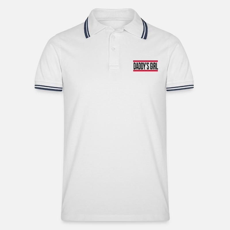 daddy´s girl - Männer Tipped Poloshirt - Weiß/Navy