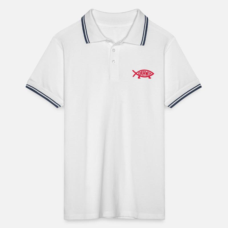 Darwin Fish Men's Tipped Polo Shirt