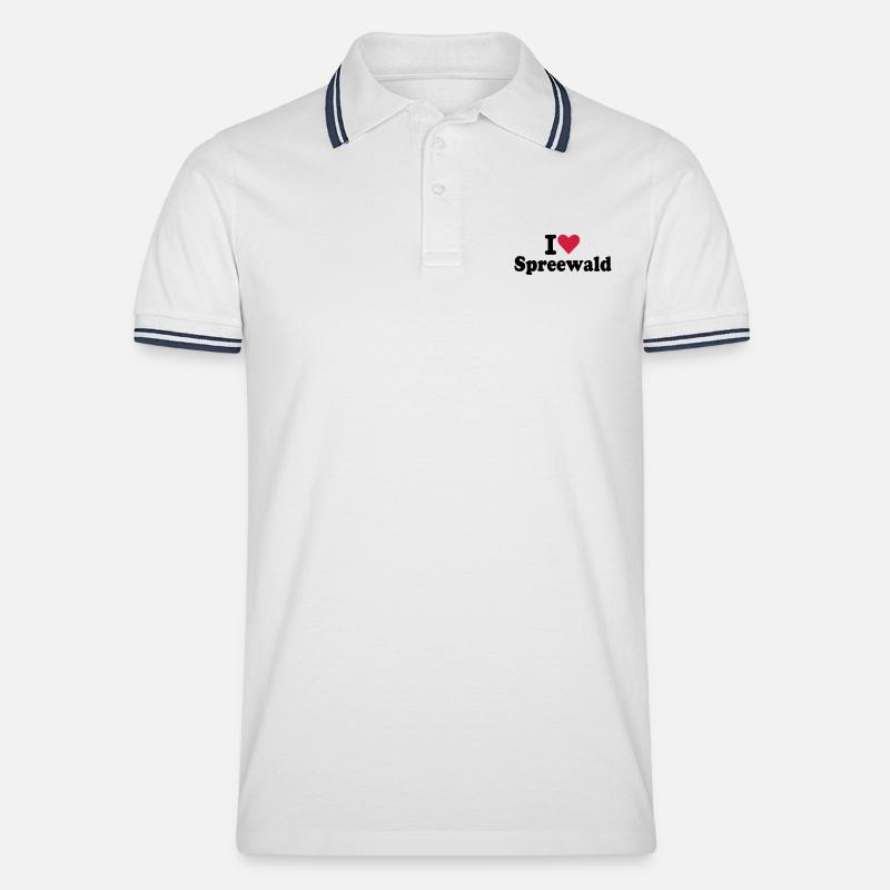 Spreewald - Männer Tipped Poloshirt - Weiß/Navy