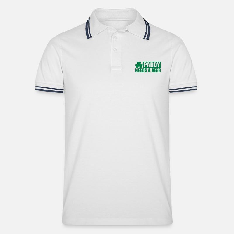 Paddy needs a Beer - Polo tipped Homme - blanc/marine
