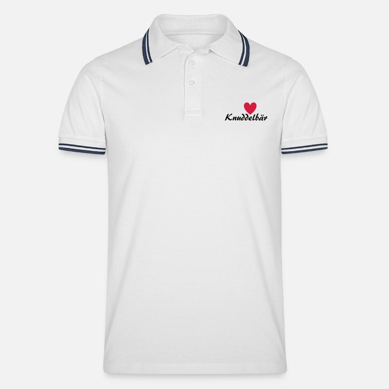 Knuddelbär mit Herz - Männer Tipped Poloshirt - Weiß/Navy