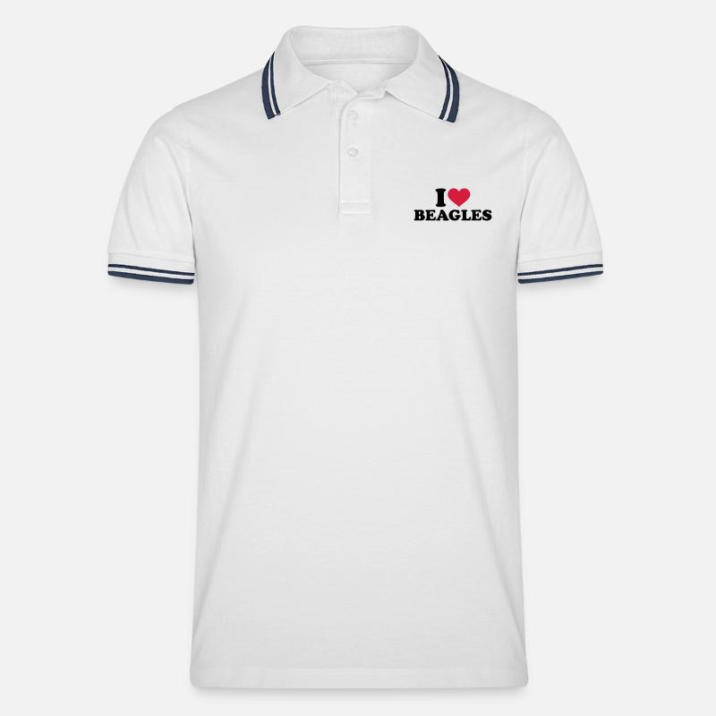 Beagle - Männer Tipped Poloshirt - Weiß/Navy
