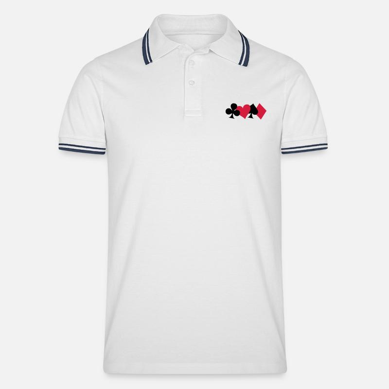 Karten - Männer Tipped Poloshirt - Weiß/Navy