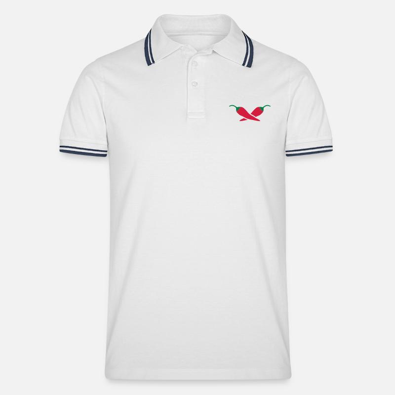 Peperoni - Männer Tipped Poloshirt - Weiß/Navy