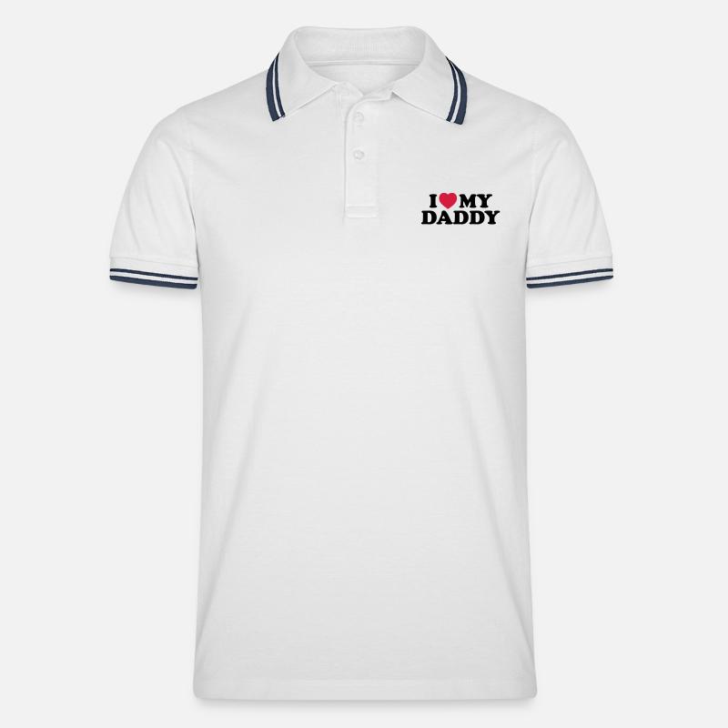 i_love_my_daddy - Männer Tipped Poloshirt - Weiß/Navy